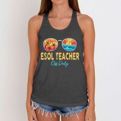 ESOL Teacher Off Duty Happy Last Day Of School Summer Women's Knotted Racerback Tank