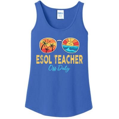 ESOL Teacher Off Duty Happy Last Day Of School Summer Ladies Essential Tank