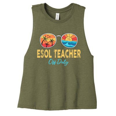 ESOL Teacher Off Duty Happy Last Day Of School Summer Women's Racerback Cropped Tank