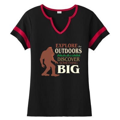 Explore The Outdoors Discover Something Big Funny Explorer Ladies Halftime Notch Neck Tee