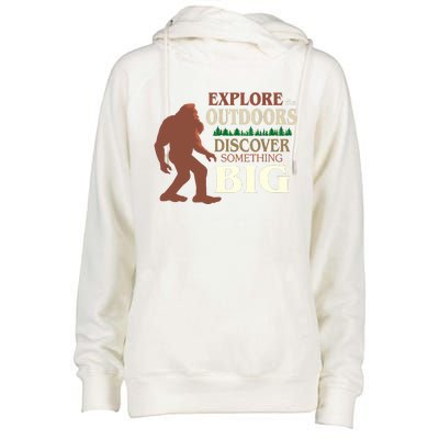 Explore The Outdoors Discover Something Big Funny Explorer Womens Funnel Neck Pullover Hood