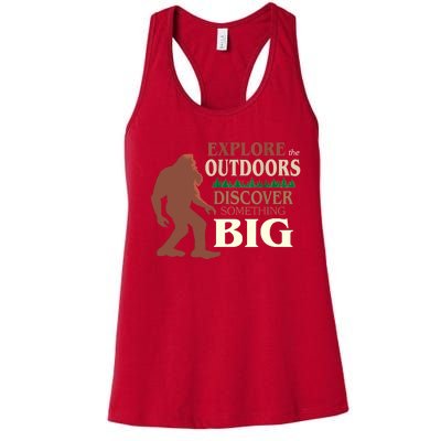 Explore The Outdoors Discover Something Big Funny Explorer Women's Racerback Tank