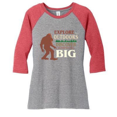 Explore The Outdoors Discover Something Big Funny Explorer Women's Tri-Blend 3/4-Sleeve Raglan Shirt