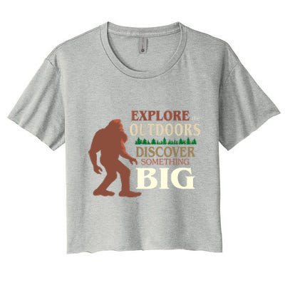 Explore The Outdoors Discover Something Big Funny Explorer Women's Crop Top Tee