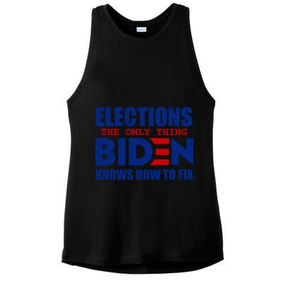 Elections The Only Thing Biden Knows How To Fix Ladies PosiCharge Tri-Blend Wicking Tank