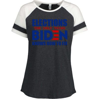 Elections The Only Thing Biden Knows How To Fix Enza Ladies Jersey Colorblock Tee