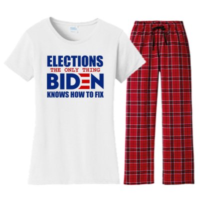 Elections The Only Thing Biden Knows How To Fix Women's Flannel Pajama Set