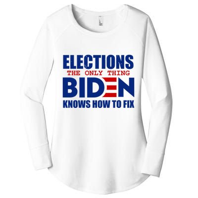 Elections The Only Thing Biden Knows How To Fix Women's Perfect Tri Tunic Long Sleeve Shirt