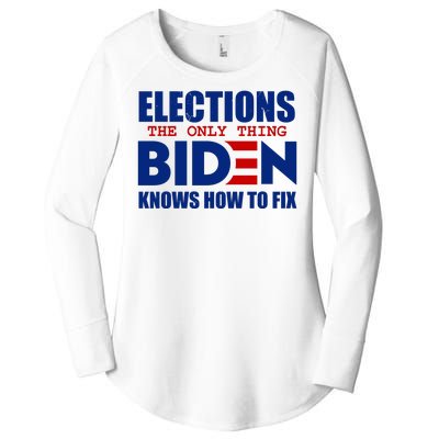 Elections The Only Thing Biden Knows How To Fix Women's Perfect Tri Tunic Long Sleeve Shirt