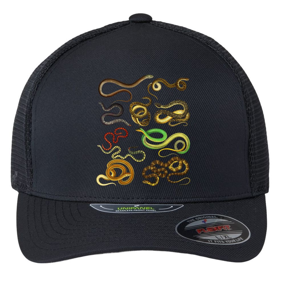 Educational Types Of Snake Gift Flexfit Unipanel Trucker Cap
