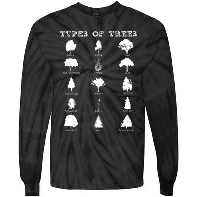 Environment Types Of Trees Earth Day Nature Outdoor Lover Tie-Dye Long Sleeve Shirt