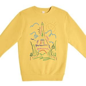 Eiffel Tower Paris Cool Gift Hand Painted Paris France Premium Crewneck Sweatshirt