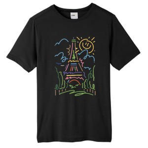 Eiffel Tower Paris Cool Gift Hand Painted Paris France Tall Fusion ChromaSoft Performance T-Shirt