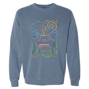 Eiffel Tower Paris Cool Gift Hand Painted Paris France Garment-Dyed Sweatshirt