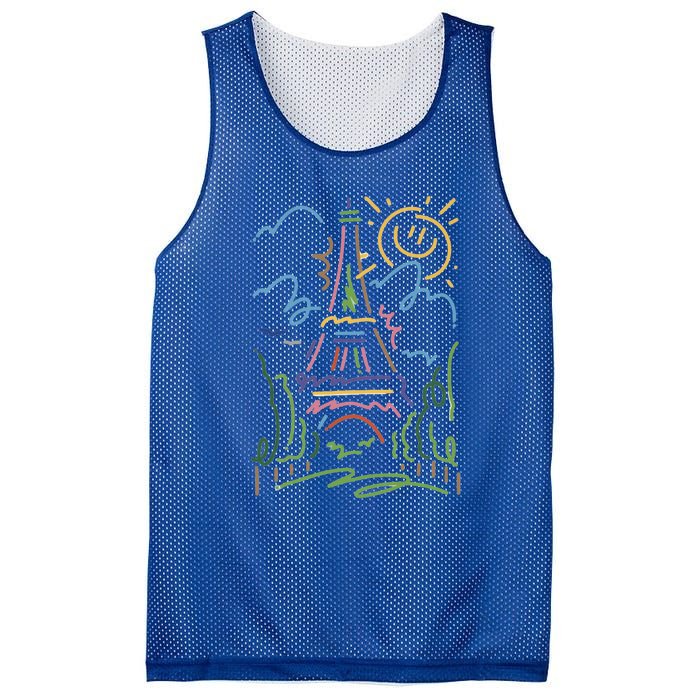 Eiffel Tower Paris Cool Gift Hand Painted Paris France Mesh Reversible Basketball Jersey Tank