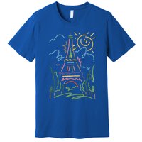 Eiffel Tower Paris Cool Gift Hand Painted Paris France Premium T-Shirt