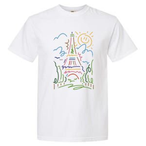 Eiffel Tower Paris Cool Gift Hand Painted Paris France Garment-Dyed Heavyweight T-Shirt