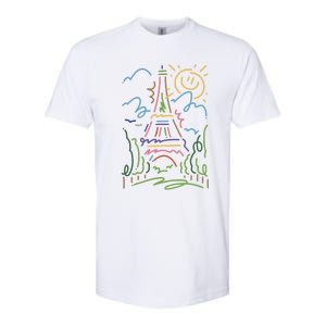 Eiffel Tower Paris Cool Gift Hand Painted Paris France Softstyle CVC T-Shirt