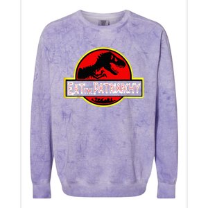 Eat The Patriarchy Feminist Dinosaur Colorblast Crewneck Sweatshirt