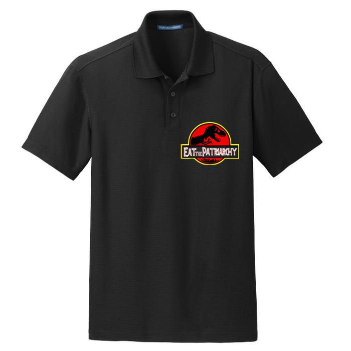 Eat The Patriarchy Feminist Dinosaur Dry Zone Grid Polo