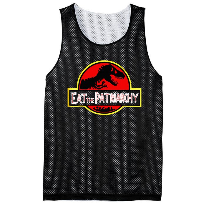 Eat The Patriarchy Feminist Dinosaur Mesh Reversible Basketball Jersey Tank