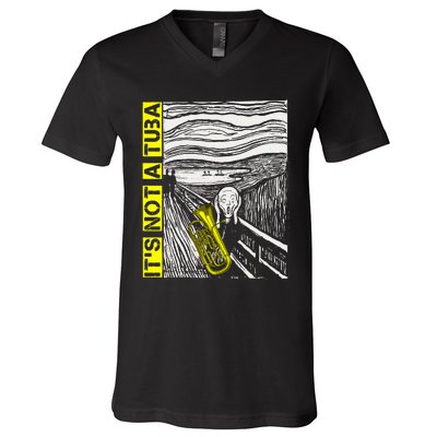 Euphonium Tuba Player The Scream Painting V-Neck T-Shirt