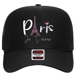 Eiffel Tower Paris Holiday France Souvenir High Crown Mesh Back Trucker Hat