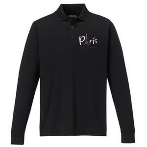 Eiffel Tower Paris Holiday France Souvenir Performance Long Sleeve Polo