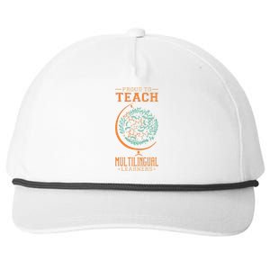 Esl Teacher Proud To Teach Multilingual Learners Snapback Five-Panel Rope Hat