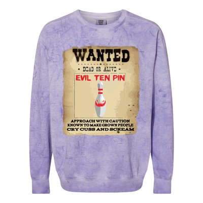 Evil Ten Pin 10 Funny Bowling Colorblast Crewneck Sweatshirt