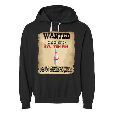 Evil Ten Pin 10 Funny Bowling Garment-Dyed Fleece Hoodie