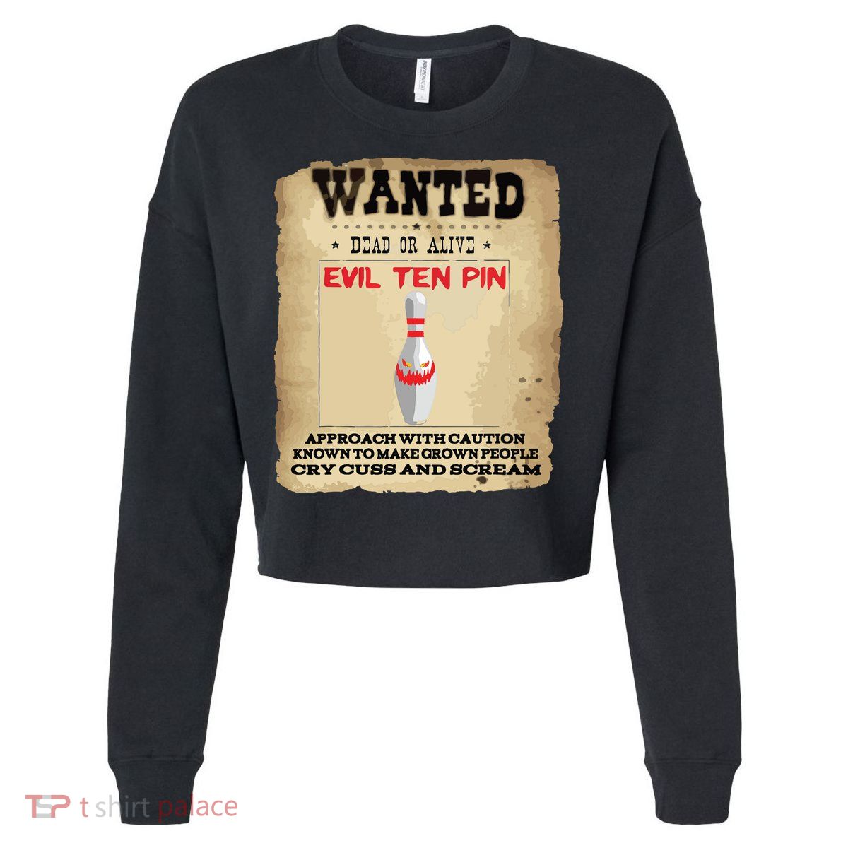 Evil Ten Pin 10 Funny Bowling Cropped Pullover Crew