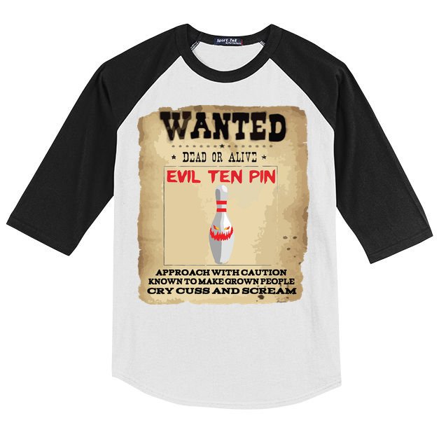 Evil Ten Pin 10 Funny Bowling Kids Colorblock Raglan Jersey