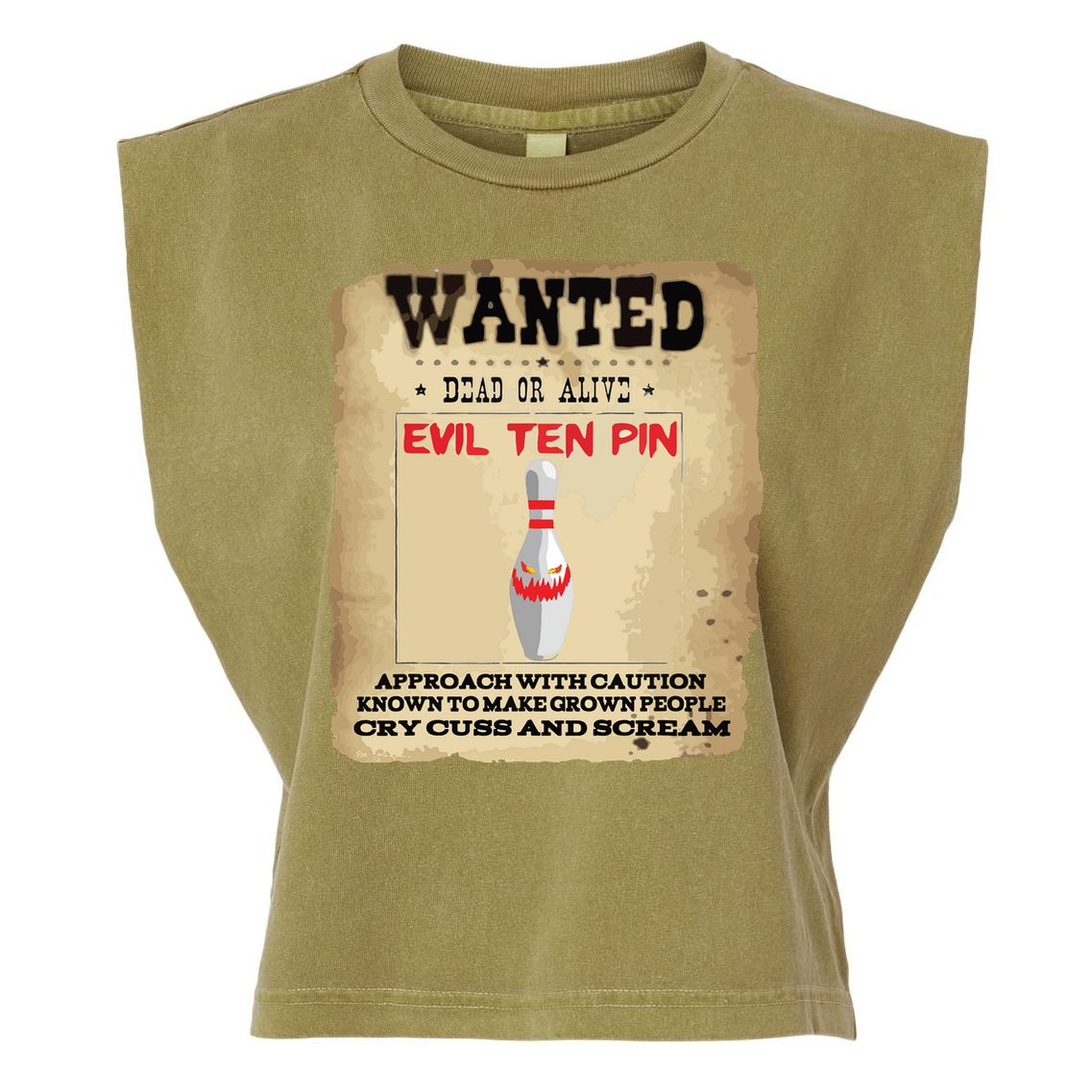 Evil Ten Pin 10 Funny Bowling Garment-Dyed Women's Muscle Tee