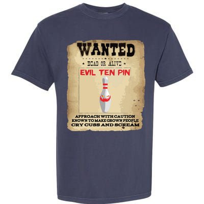 Evil Ten Pin 10 Funny Bowling Garment-Dyed Heavyweight T-Shirt