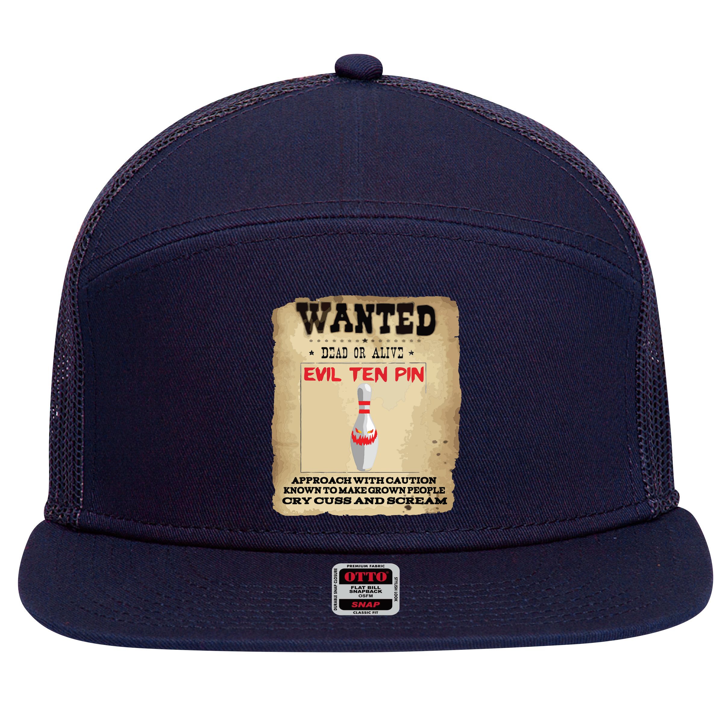 Evil Ten Pin 10 Funny Bowling 7 Panel Mesh Trucker Snapback Hat