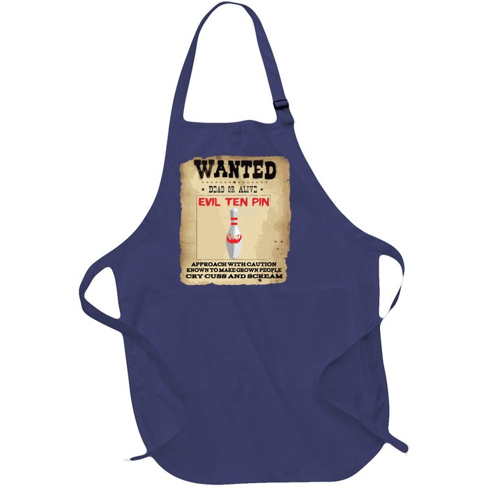 Evil Ten Pin 10 Funny Bowling Full-Length Apron With Pockets