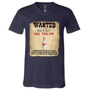 Evil Ten Pin 10 Funny Bowling V-Neck T-Shirt