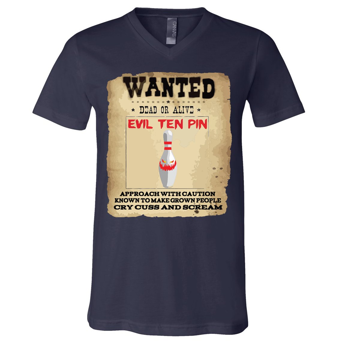 Evil Ten Pin 10 Funny Bowling V-Neck T-Shirt