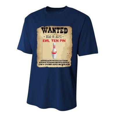 Evil Ten Pin 10 Funny Bowling Performance Sprint T-Shirt