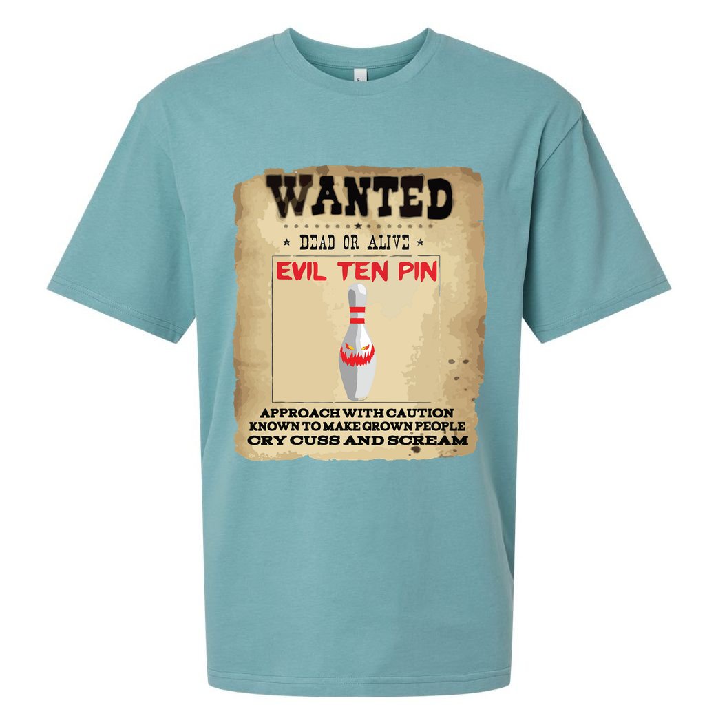 Evil Ten Pin 10 Funny Bowling Sueded Cloud Jersey T-Shirt
