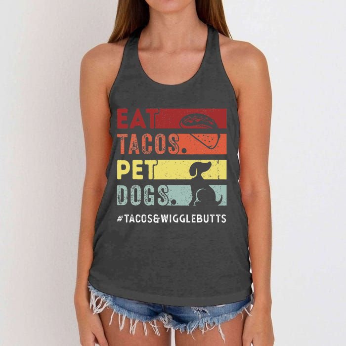 Eat Tacos. Pet Dogs Tacos And Wigglebutts Women's Knotted Racerback Tank