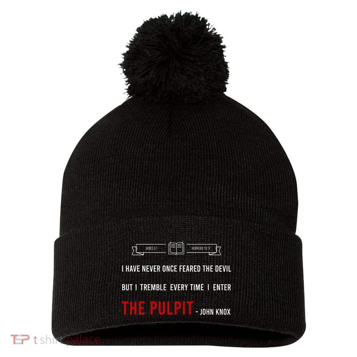ENTER THE PULPIT  JOHN KNOX  Christian Pastor Appreciation Pom Pom 12in Knit Beanie