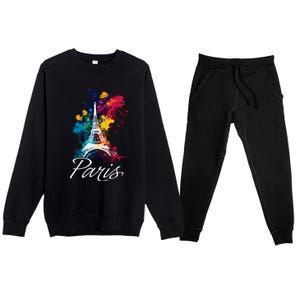 Eiffel Tower Paris Trip Holiday France Souvenir Premium Crewneck Sweatsuit Set