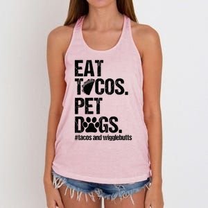 Eat Tacos Pet Dogs Tacos And Wigglebutts Women's Knotted Racerback Tank