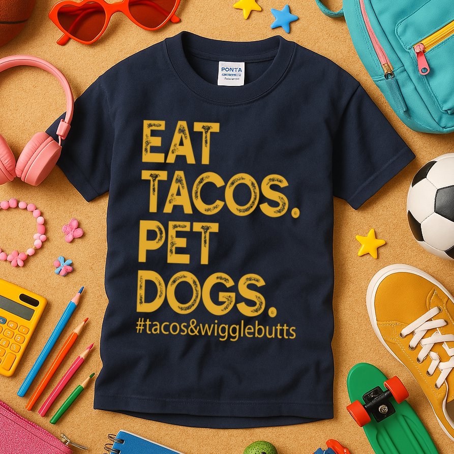 Eat Tacos Pet Dogs Tacos And Wigglebutts Kids T-Shirt