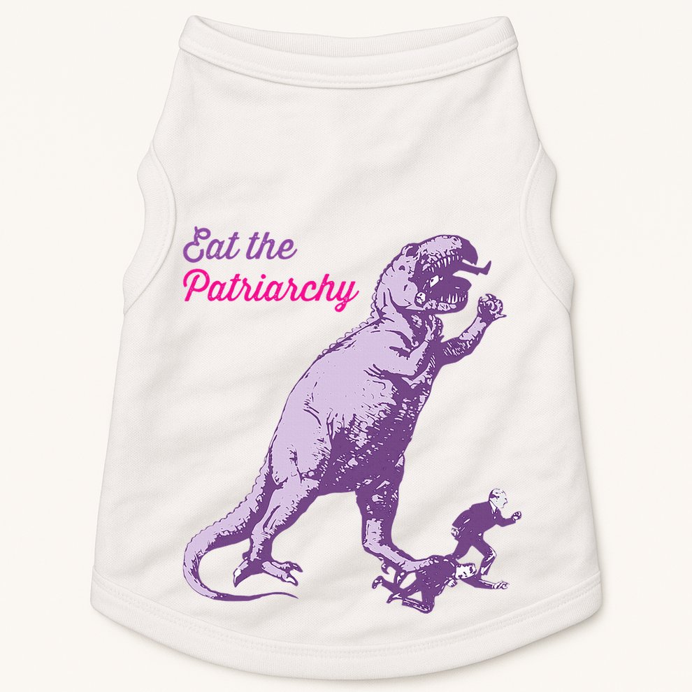 Eat The Patriarchy Funny Feminist Vintage Trex Dinosaur Doggie Tank