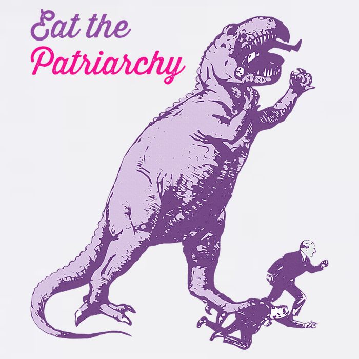 Eat The Patriarchy Funny Feminist Vintage Trex Dinosaur Button