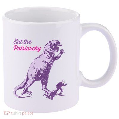 Eat The Patriarchy Funny Feminist Vintage Trex Dinosaur 11oz C Handle Ceramic Mug