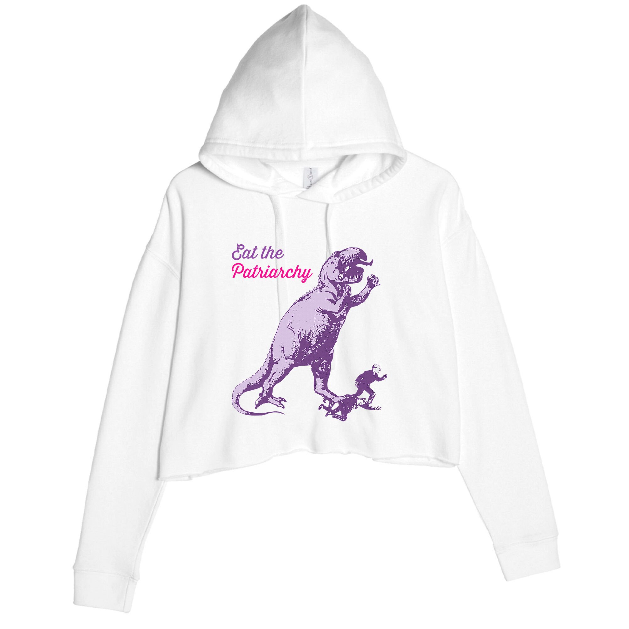 Eat The Patriarchy Funny Feminist Vintage Trex Dinosaur Crop Fleece Hoodie